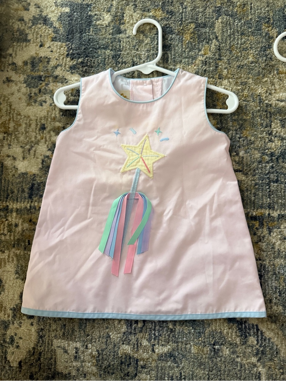 The Beaufort Bonnet Company Pink Dress with Pastel Star and Ribbons